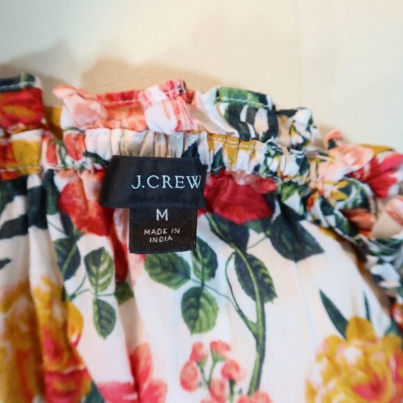 J CREW One Shoulder Beach Maxi Dress In Vintage Floral Size M Tiered Semi Sheer - Picture 9 of 9